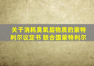 关于消耗臭氧层物质的蒙特利尔议定书 联合国蒙特利尔